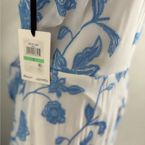 Kensie Blue and White High Low Sundress with Flutter Sleeves - Picture 10 of 11